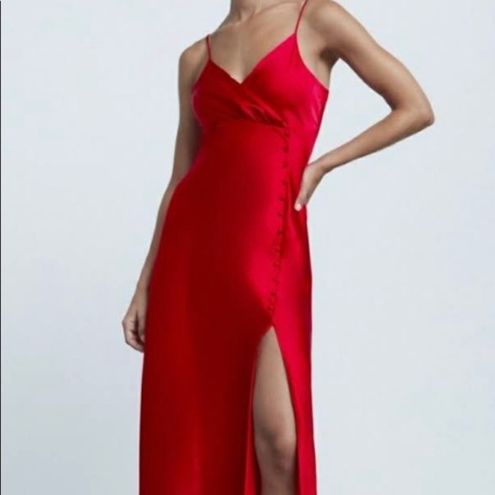 Long satin Zara dress red Size Small